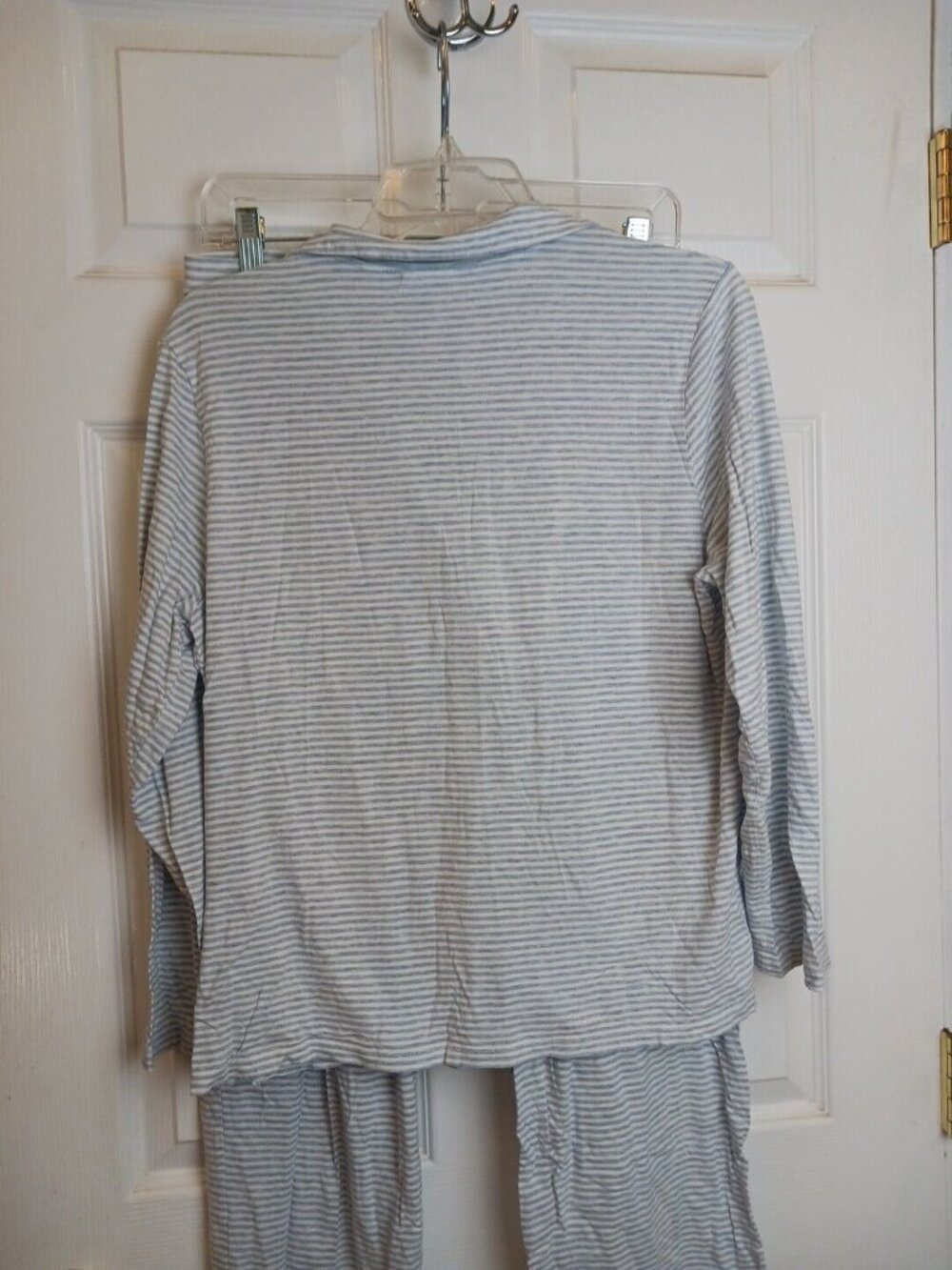 Van Winkle & Co Pajama Set Womens Large \ Striped Button Long Sleeve Pants #D-40 - Picture 3 of 13